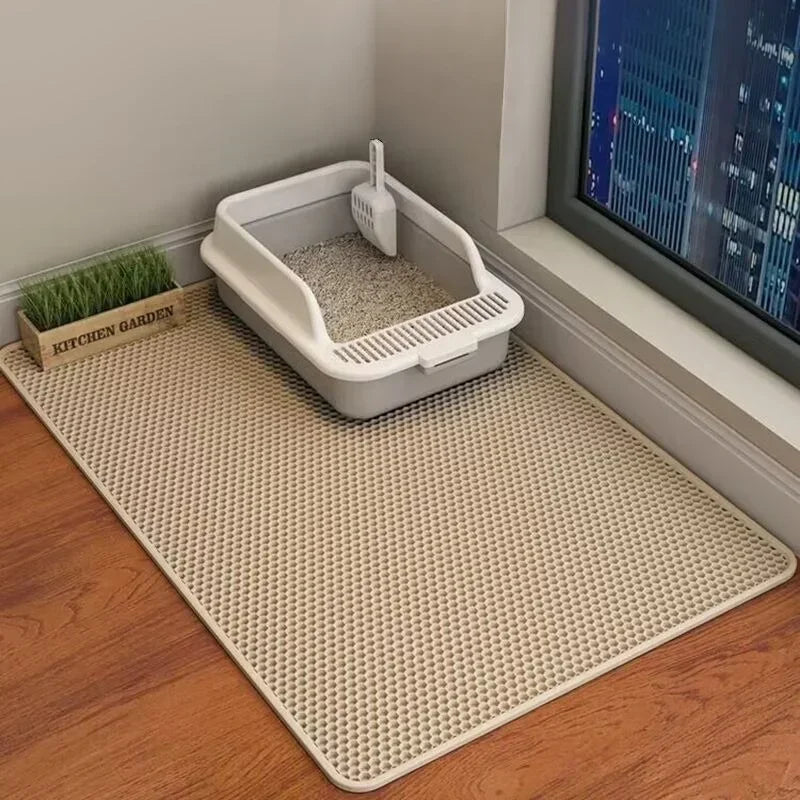 Double Layer Waterproof Cat Litter Mat 60x90cm - Anti-Slip Honeycomb Design with Easy Clean Technology