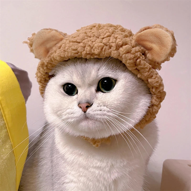 Adorable Bear-Shaped Winter Hat for Cats – Cosy Costume Accessory