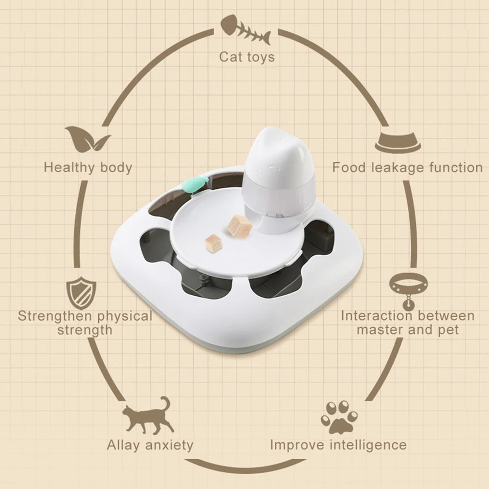 Smart Interactive Cat Toy - Robotic Worm Puzzle Game with Automatic Hide & Seek, Treat Dispenser & USB Charging