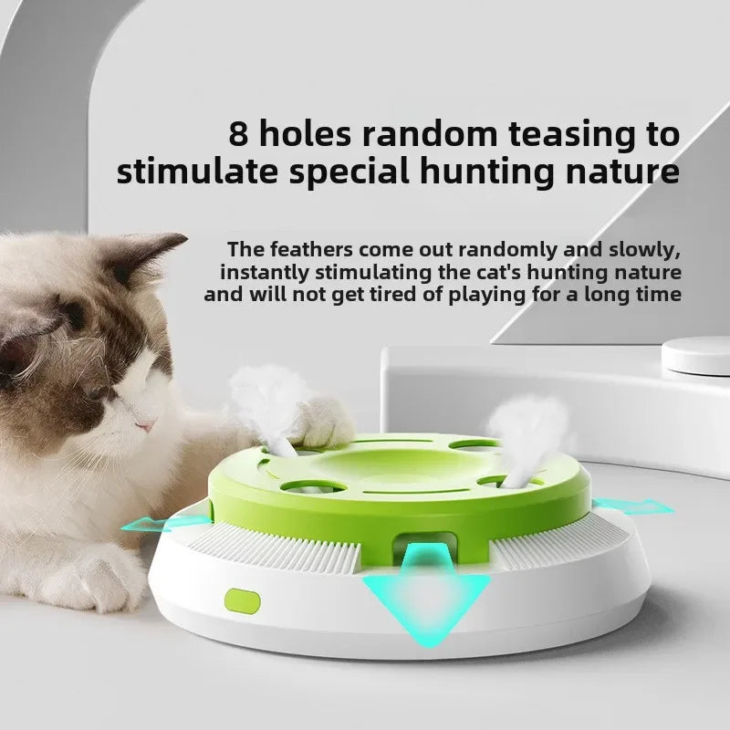 Interactive Cat Turntable Toy - Electric Rotating Feather Teaser with Automatic Motion for Indoor Cats and Kittens