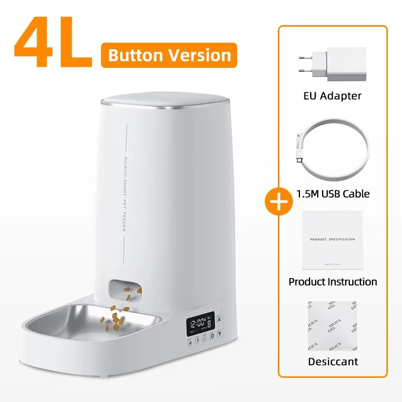 ROJECO 4L Automatic Cat Feeder with WiFi Remote Control - Smart Pet Food Dispenser for Cats
