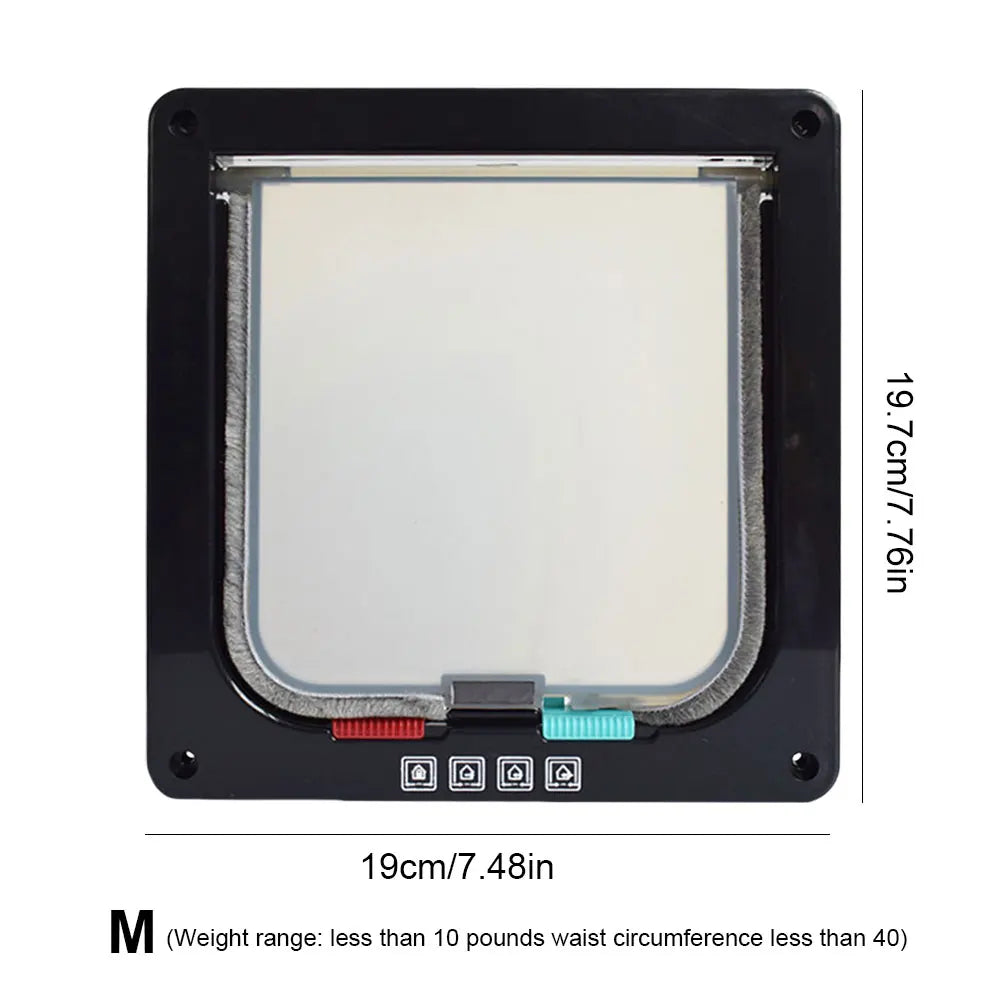 Cat Flap with 4-Way Security Lock - ABS Plastic Pet Door for Cats and Small Pets
