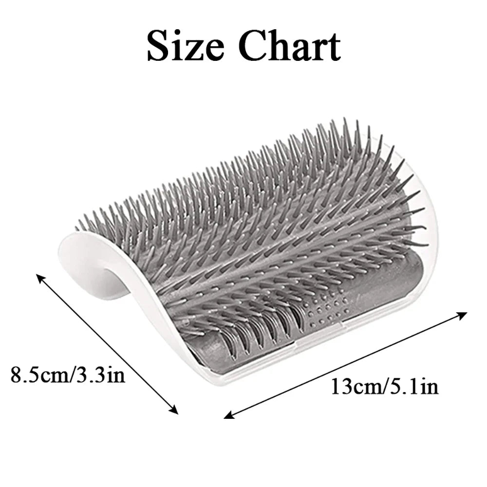 Cat Corner Self-Grooming Brush with Catnip - Wall-Mounted Massage and Deshedding Comb for Cats