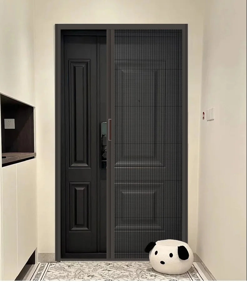 Cat-Safe Retractable Screen Door - Keep Cats In & Insects Out, No-Drill Mesh Barrier, Aluminium Frame for Fresh Air Without Escape Risks