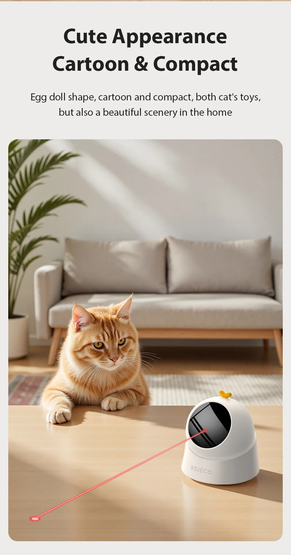 ROJECO Automatic Laser Cat Toy - Interactive Adjustable Mode Electric Pet Toy for Indoor Cats and Kittens