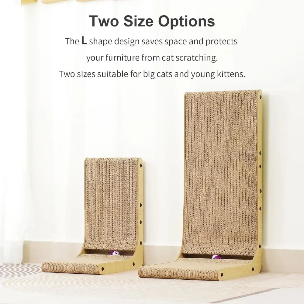 Vertical Cat Scratching Post - Double-Sided Wood Scratcher with Interactive Ball Toy & Furniture Protection
