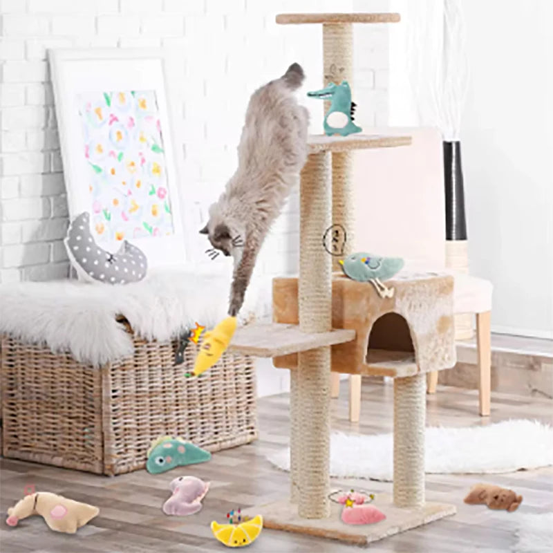 Catnip Plush Cat Toy - Soft Bite-Resistant Cartoon Animal for Dental Health, Play & Comfort
