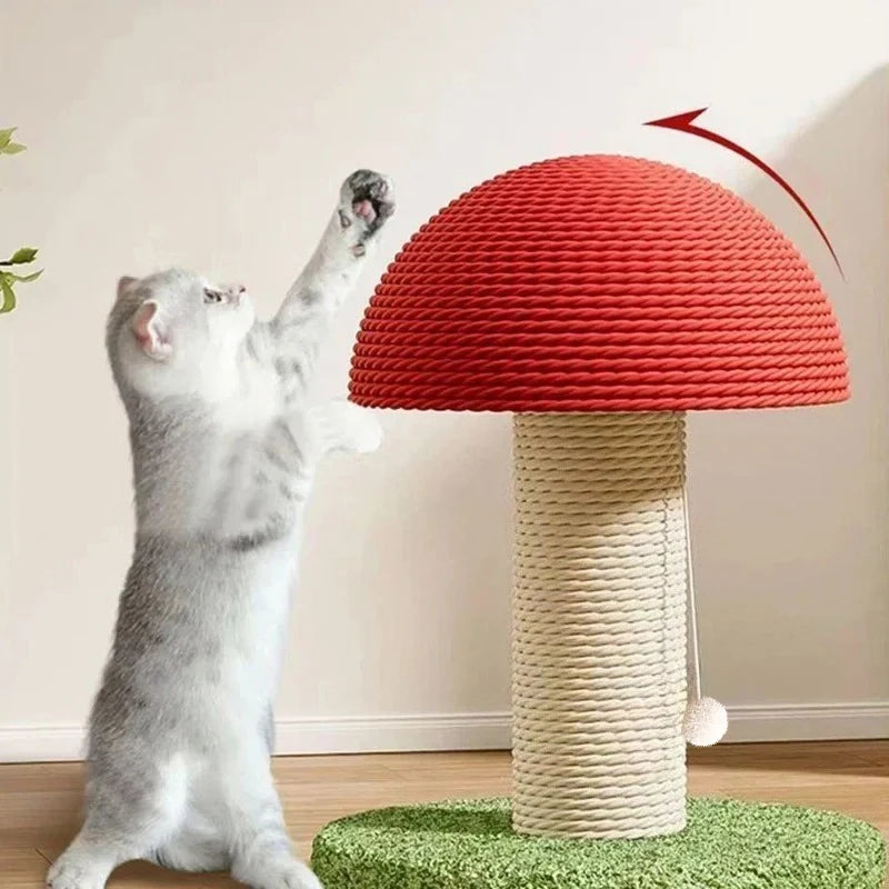 Mushroom Cat Scratching Post - Adorable Sisal Rope Scratcher with Stable Base
