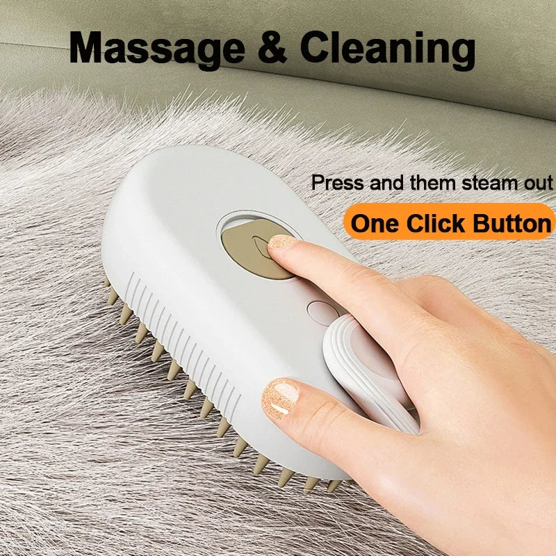 Steam Cat Brush (3-in-1 USB Rechargeable) - Electric Grooming Tool with Massage & Deshedding