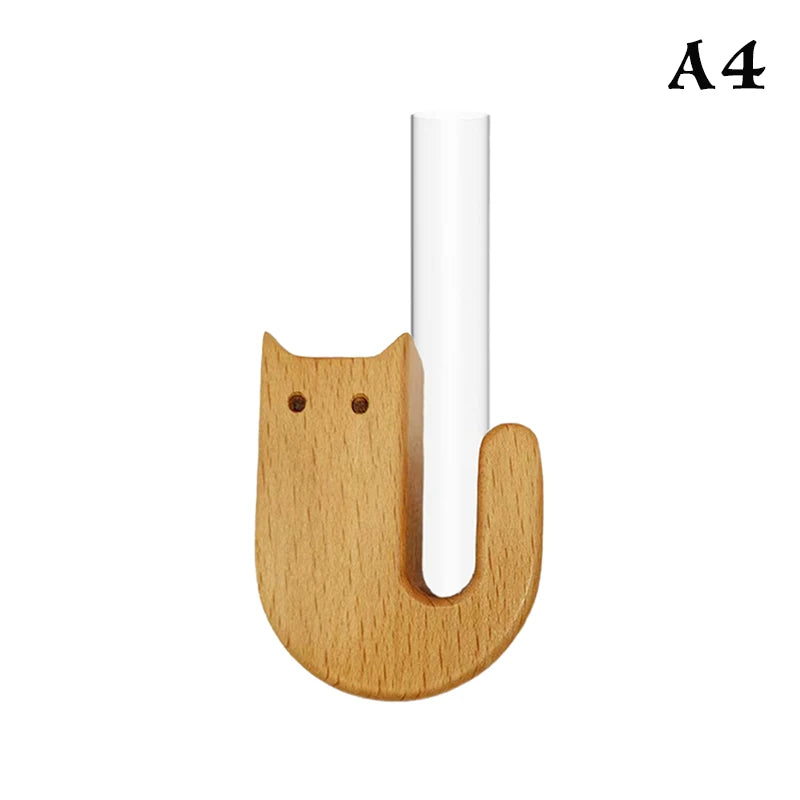 Cat Whisker Keepsake Vase - Wooden & Glass Fridge Magnet Display for Treasured Pet Memories