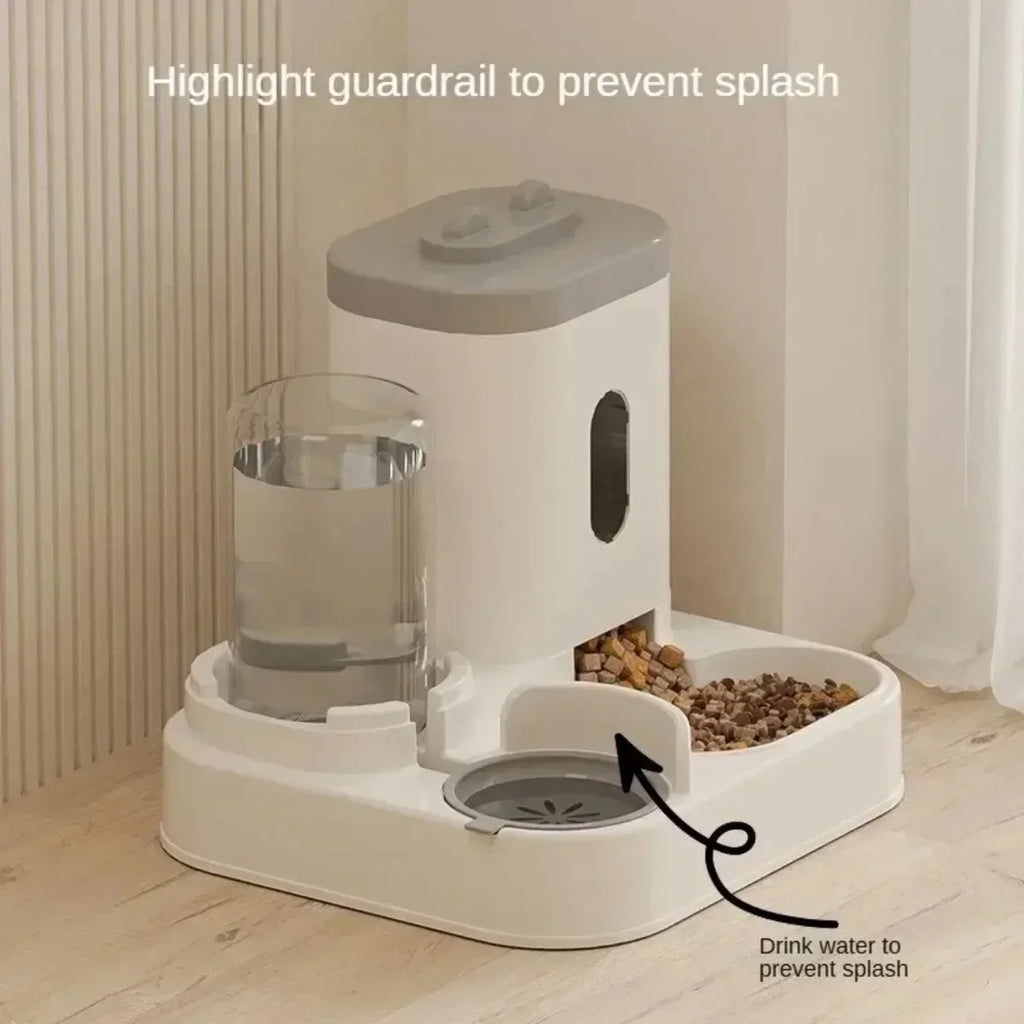Automatic Cat Feeder and Water Fountain with Large Capacity Storage - Gravity-Fed Dual Bowl System