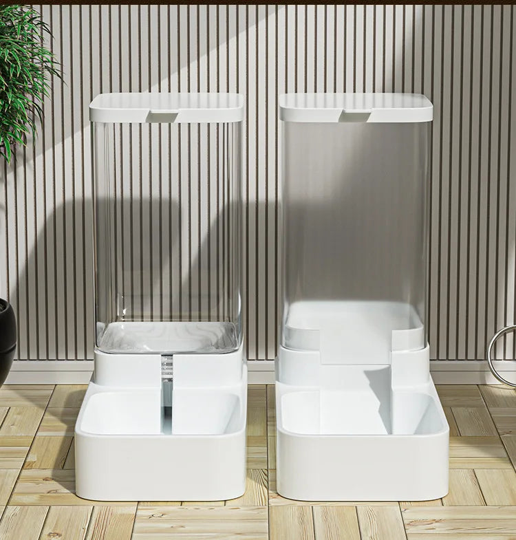 Gravity Cat Feeder and Water Dispenser Set - Automatic Food and Water Bowl with 3.8L Storage for Cats