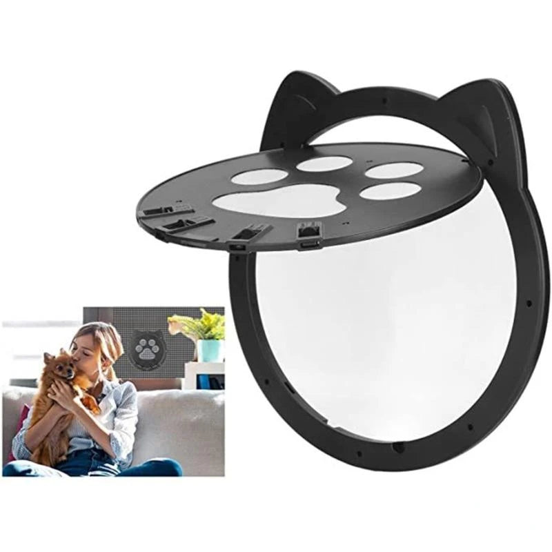 Magnetic Self-Closing Cat Flap for Screen Doors and Windows - Lockable Pet Door