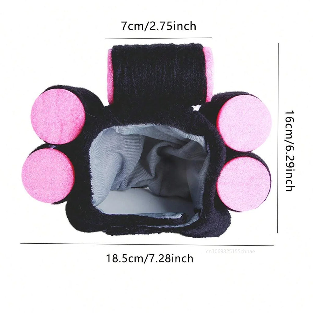 Cat Curler Hat - Adjustable Novelty Pet Headwear with Pink Hair Rollers
