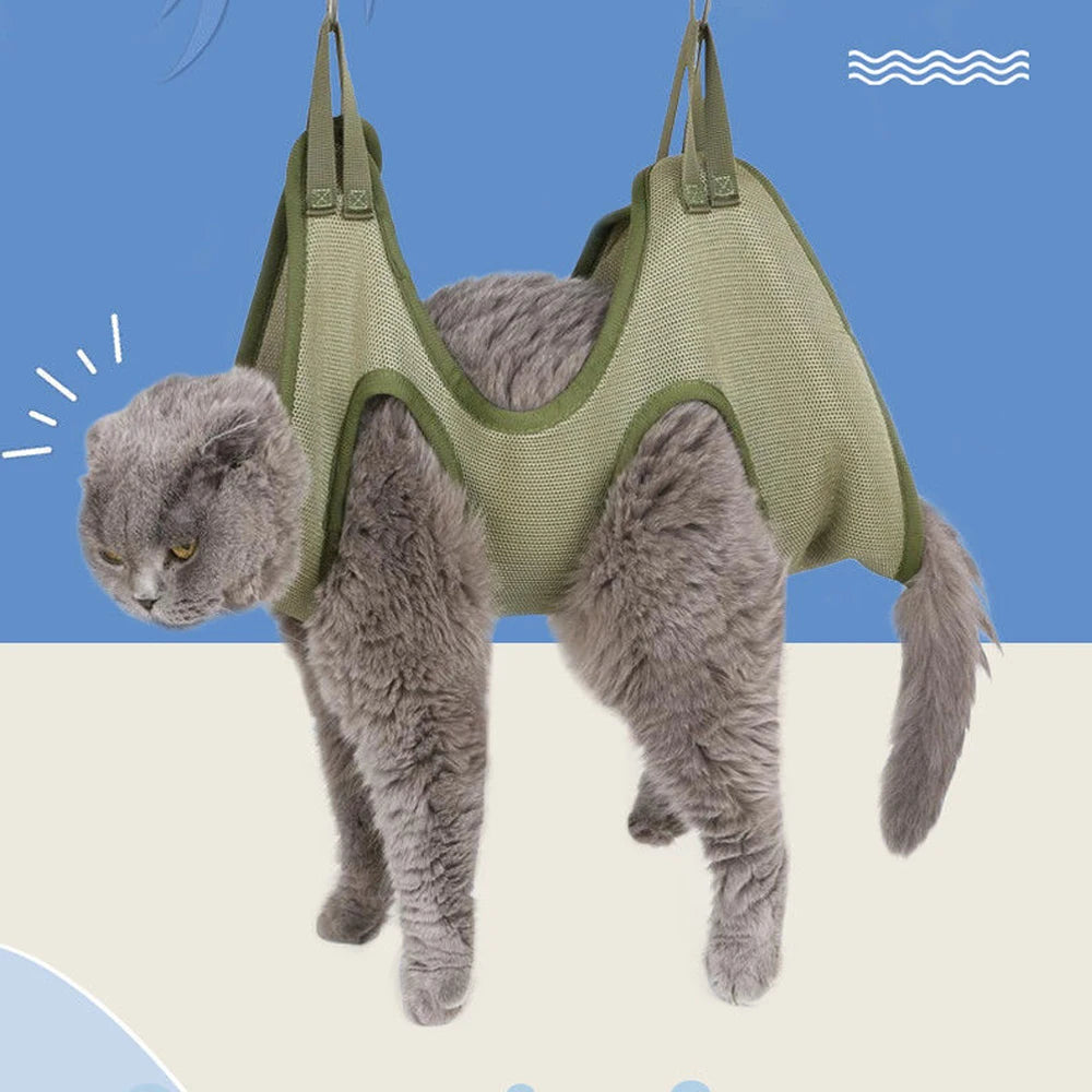 Cat Grooming Hammock Restraint Bag - Nail Trimming and Bath Time Helper with Anti-Scratch Protection
