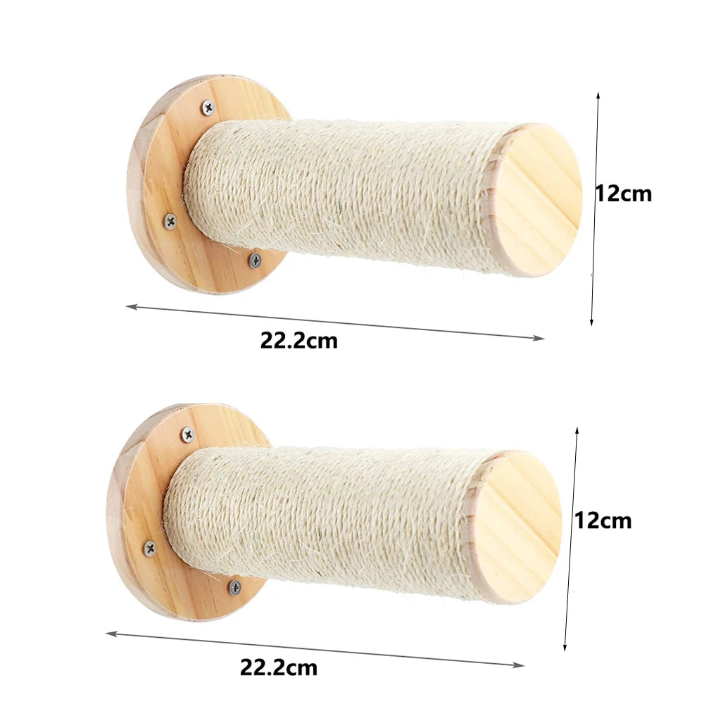 Modular Wall-Mounted Cat Climbing System - Wooden Cat Tree Shelves with Hammocks & Scratching Posts