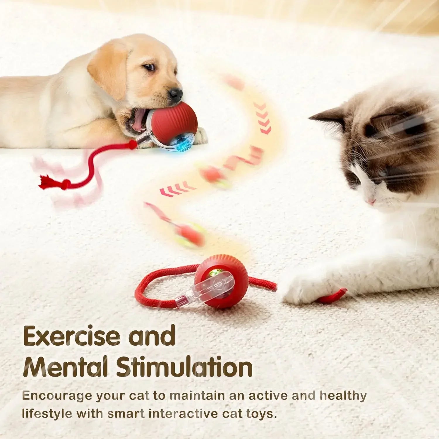 Smart Interactive Cat Ball - USB Rechargeable Auto-Rolling Toy with Intelligent Motion Sensors