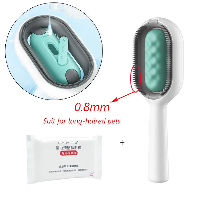 Double-Sided Cat Hair Removal Brush with Cleaning Wipes