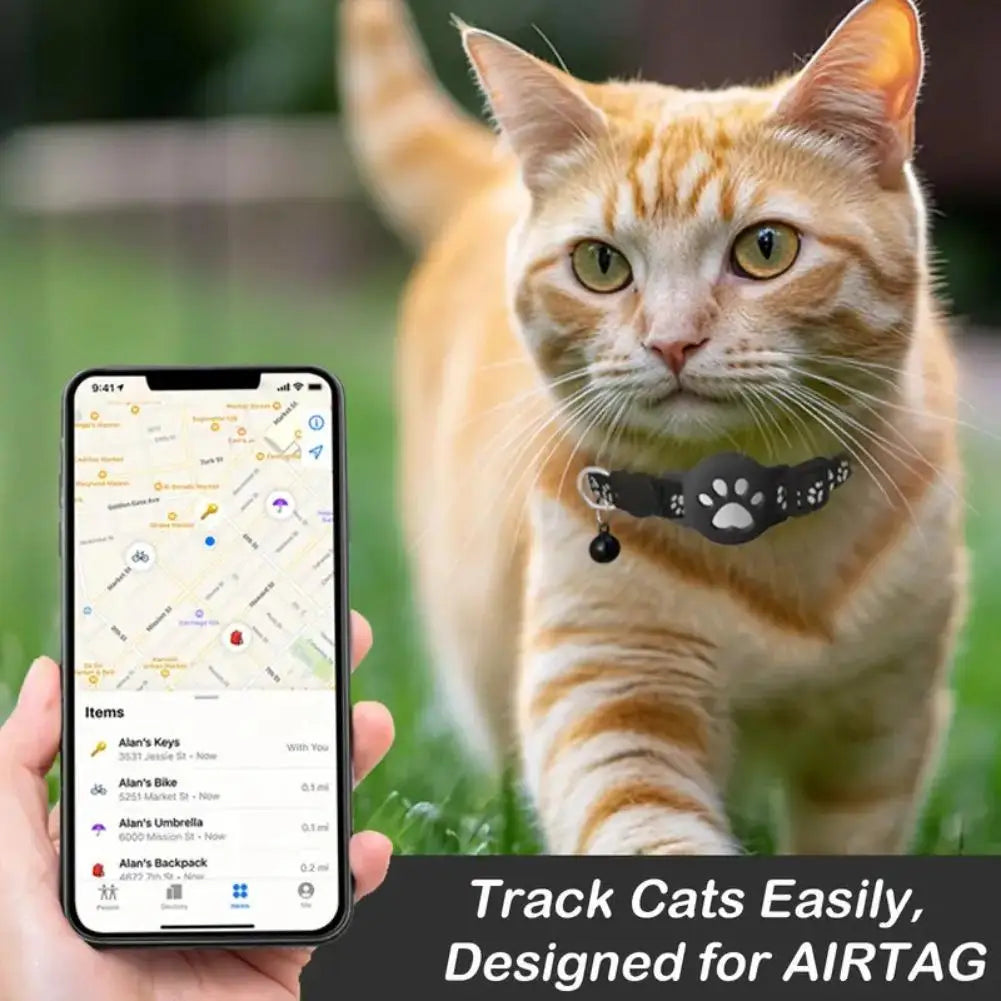 GPS Cat Collar Tracker with Real-Time Location - Adjustable Reflective Safety Collar for Cats and Kittens
