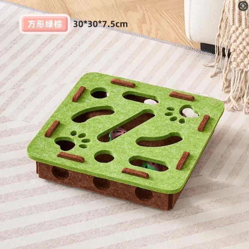 Interactive Cat Puzzle Toy - Multi-Level Hunting Game with Felt Surface & Multiple Play Modes