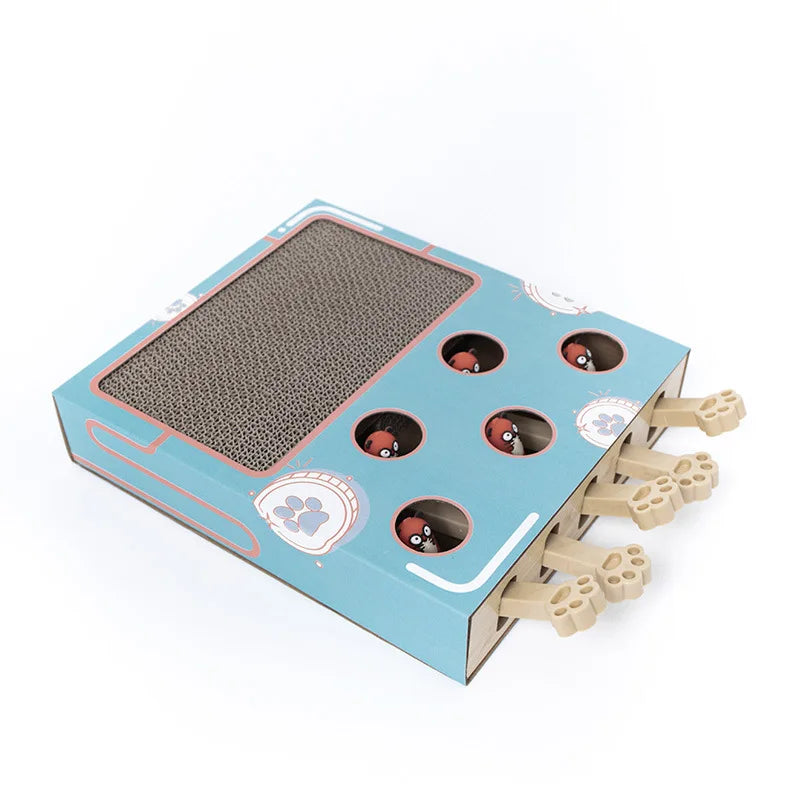 Interactive Whack-a-Mole Cat Scratching Board - Multi-Function Puzzle Toy with Claw Care