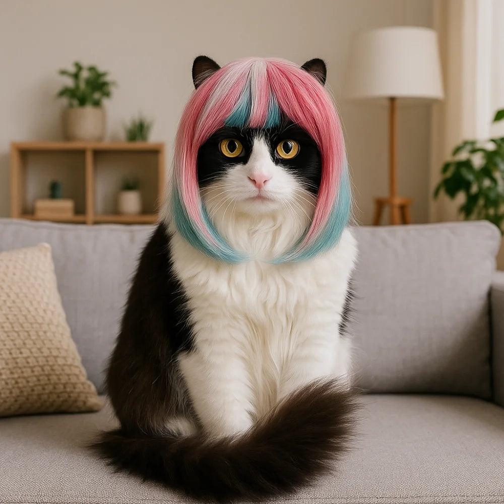 Fantasy Long Hair Wig Cosplay Accessory for Cats