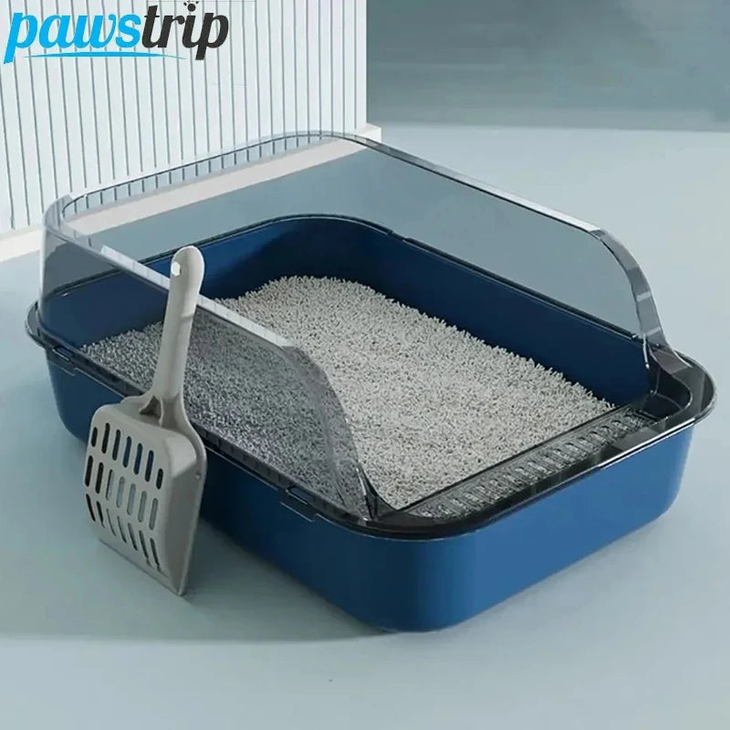 Semi-Enclosed Cat Litter Box with Scoop - Easy-Clean Double Layer Tray for Kittens & Small Pets