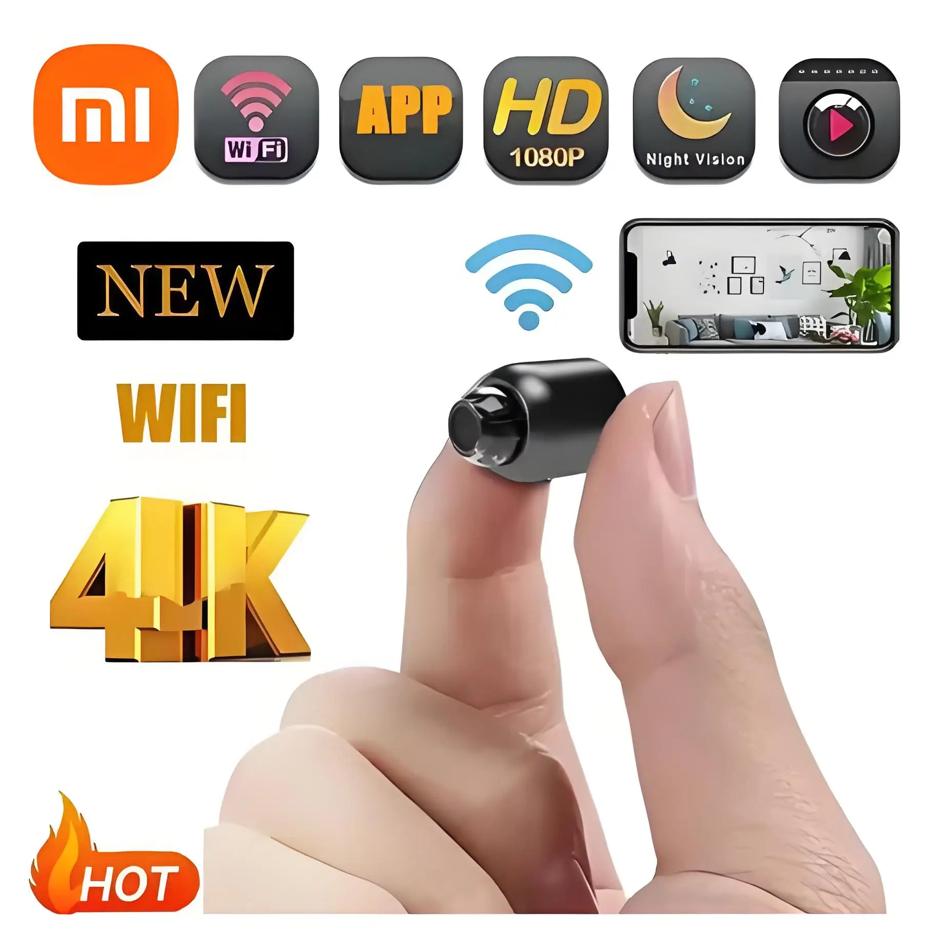 WiFi Smart Security Camera - 4K HD Home Monitoring with Night Vision & Motion Detection