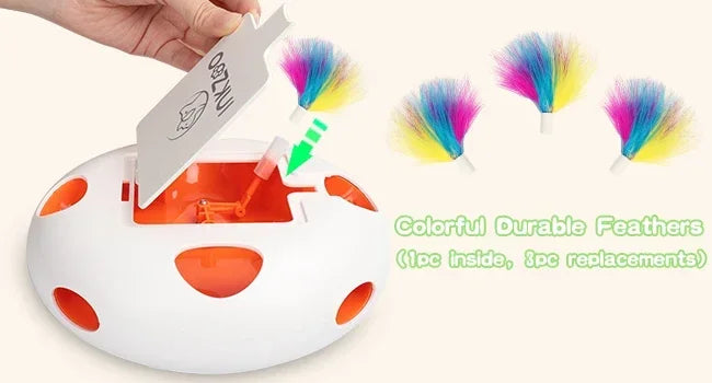 Interactive Whack-A-Mole Cat Toy - 7 Hole Automatic Feather Game with Smart Sensor for Indoor Cats