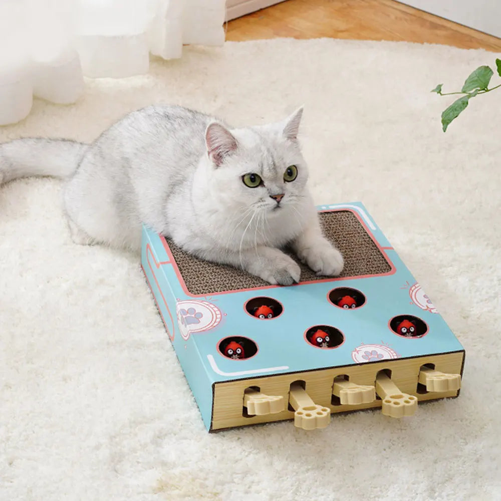 Interactive Whack-a-Mole Cat Scratching Board - Multi-Function Puzzle Toy with Claw Care