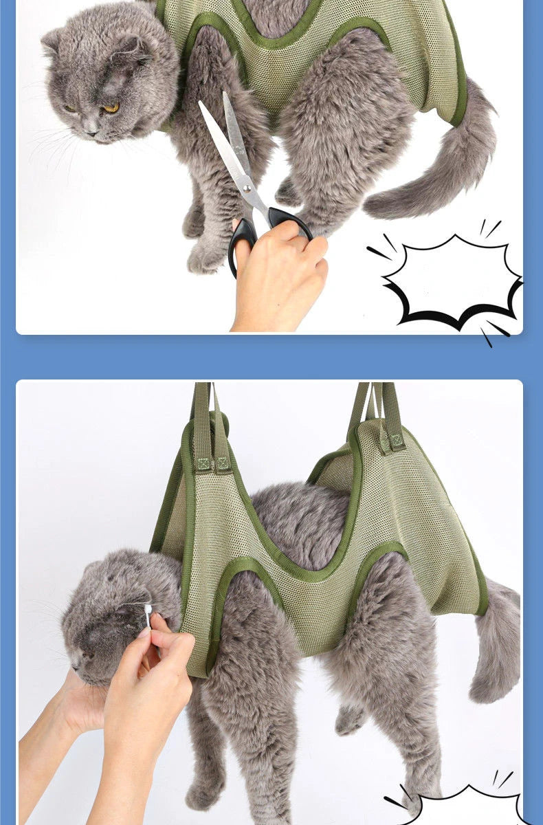 Cat Grooming Hammock Restraint Bag - Nail Trimming and Bath Time Helper with Anti-Scratch Protection