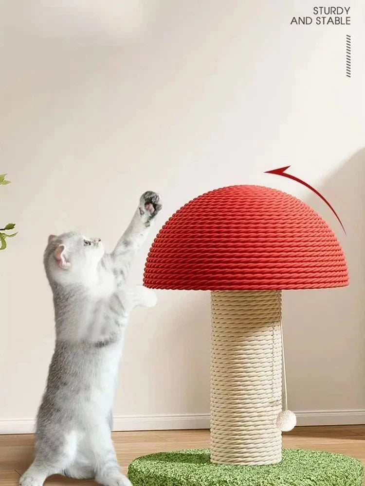 Mushroom Cat Scratching Post - Adorable Sisal Rope Scratcher with Stable Base