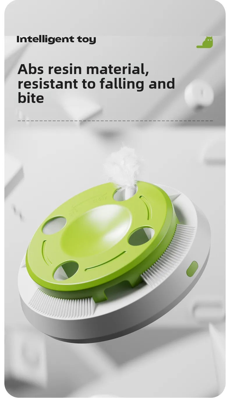 Interactive Cat Turntable Toy - Electric Rotating Feather Teaser with Automatic Motion for Indoor Cats and Kittens