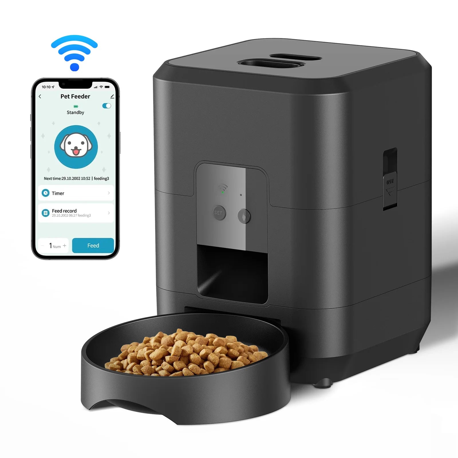 Automatic Cat Feeder with WiFi and App Control - 2L Smart Pet Food Dispenser with Timer and Portion Control