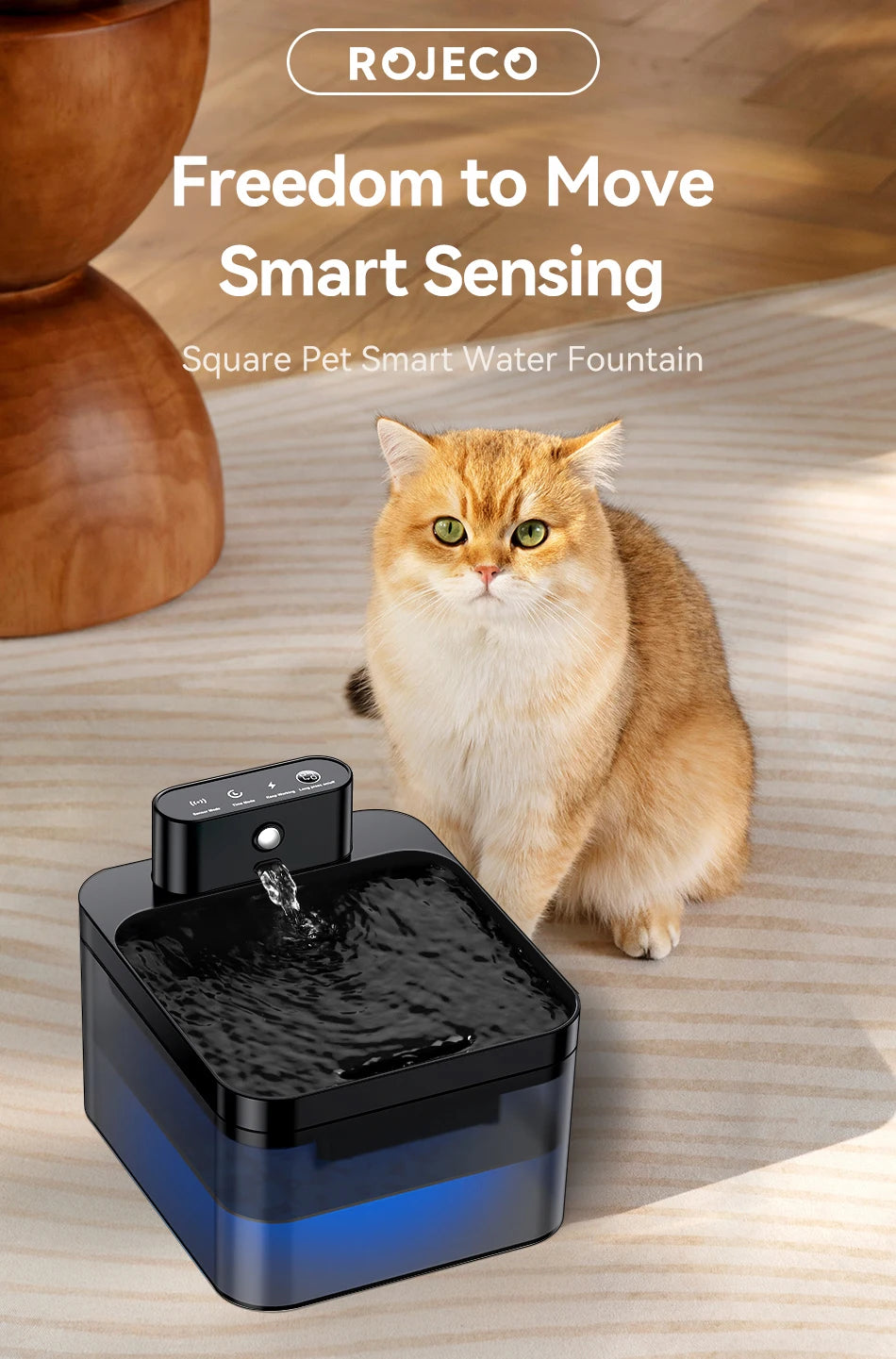ROJECO Wireless Automatic Cat Water Fountain with Infrared Sensor