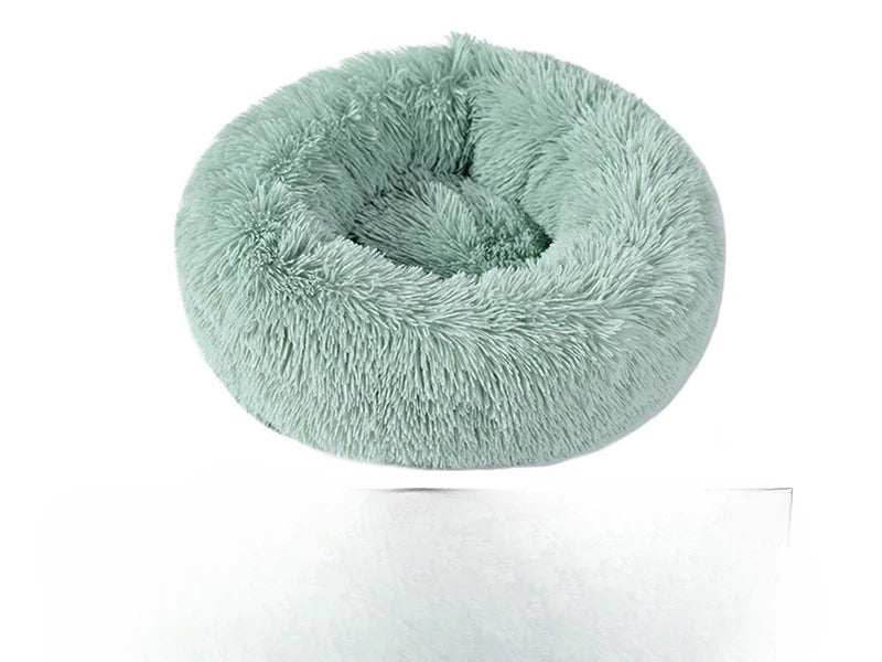 Luxurious Round Plush Cat Bed - Cosy Donut Design with Removable Washable Cover