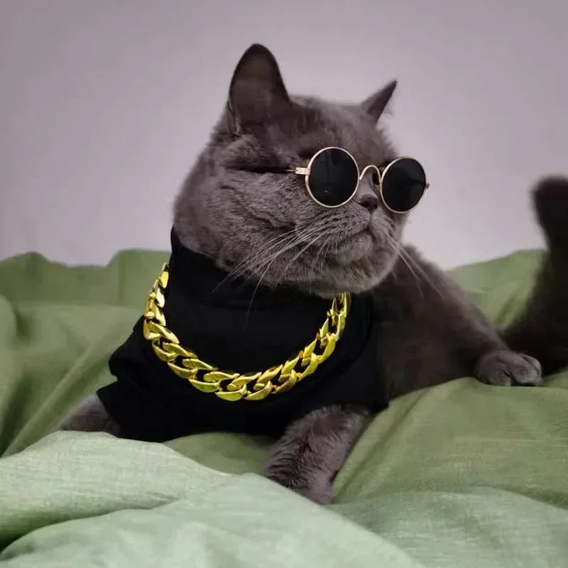 Cat Sunglasses with UV Protection - Cute Pet Photo Props for Cats & Small Dogs