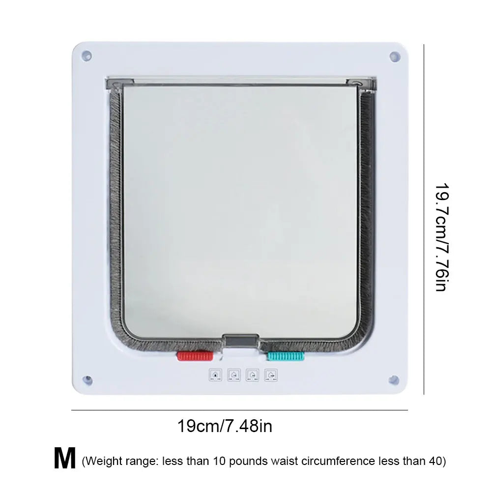 Cat Flap with 4-Way Security Lock - ABS Plastic Pet Door for Cats and Small Pets