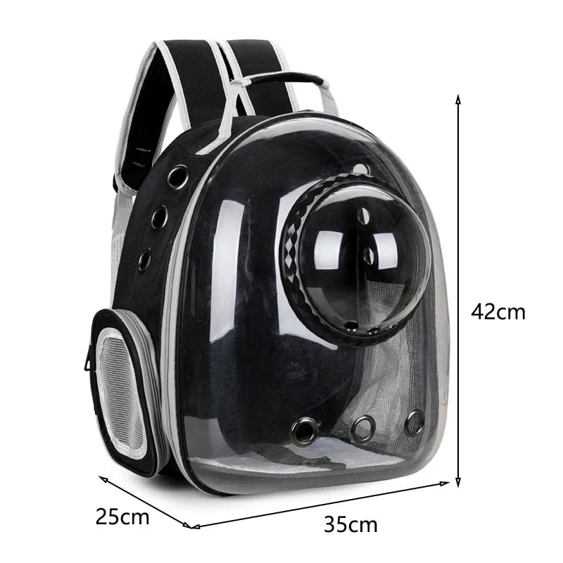 Transparent Space Capsule Cat Backpack - Breathable Pet Carrier with Panoramic Window & Ventilation System