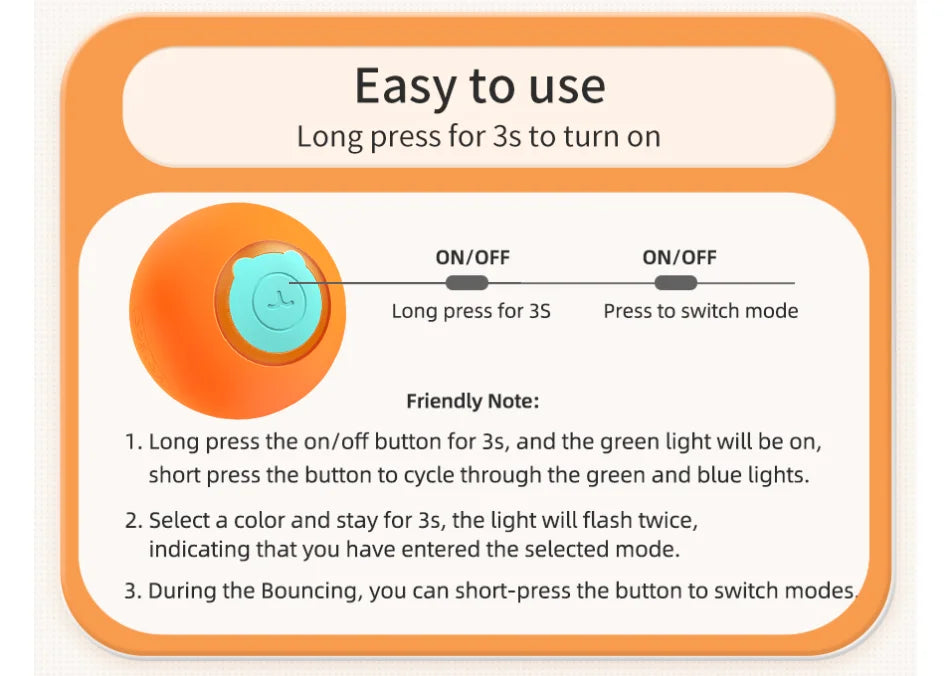 ROJECO Interactive Smart Cat Ball - Self-Rolling Automatic Cat Toy with LED Lights