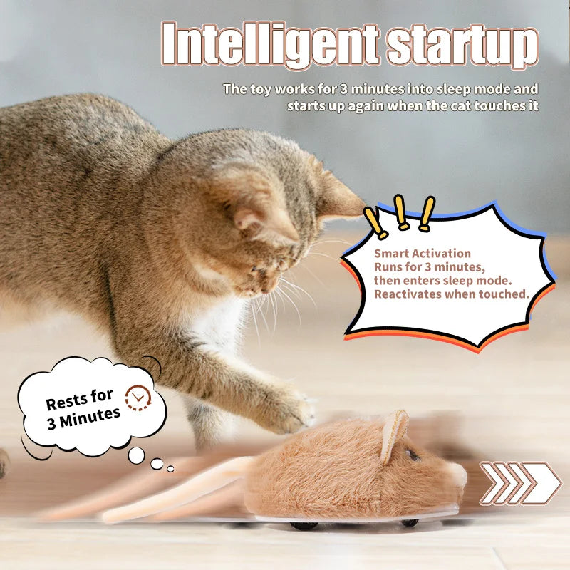 Interactive Electric Mouse Cat Toy - Realistic Moving Plush Pet Entertainment