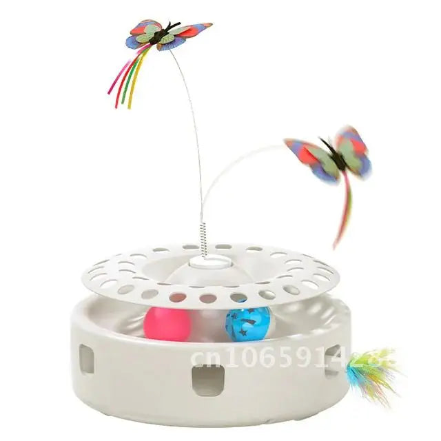 ROJECO Interactive Cat Tunnel Toy with Peek-a-Boo Holes and Hanging Feather Balls