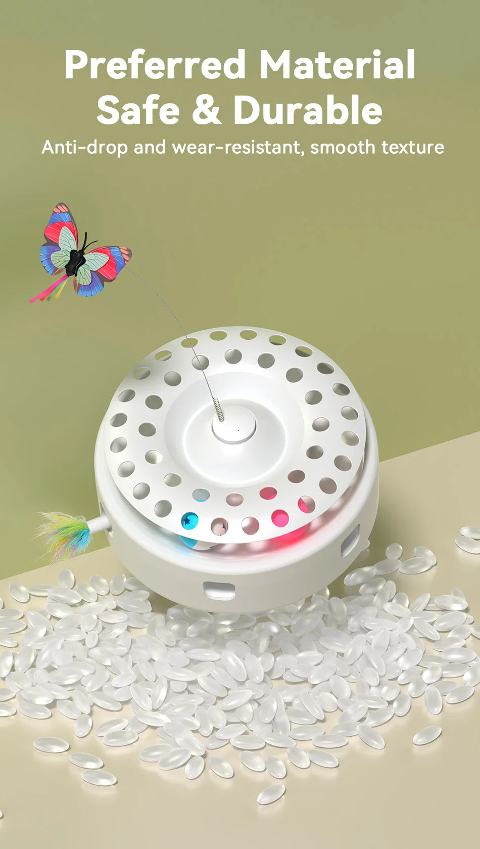 ROJECO 3-in-1 Automatic Interactive Cat Toy - Wireless Feather Teaser with Track Ball & Ambush Play System