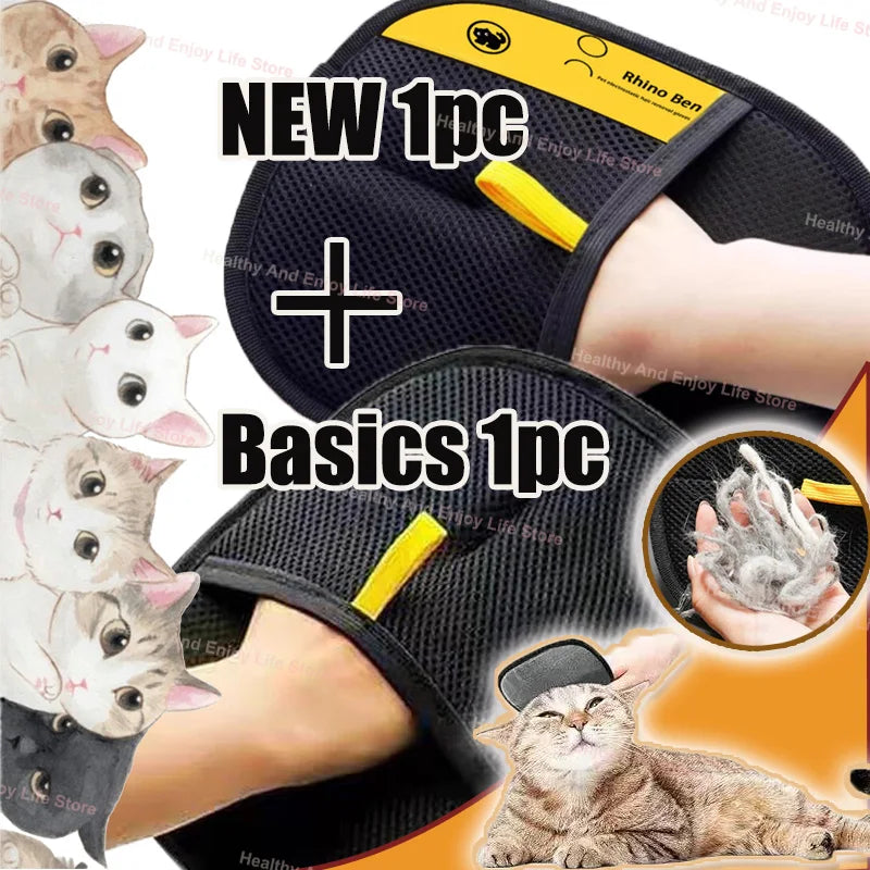 Professional Pet Grooming Gloves - Dual-Sided Hair Removal & Massage Tool for Cats