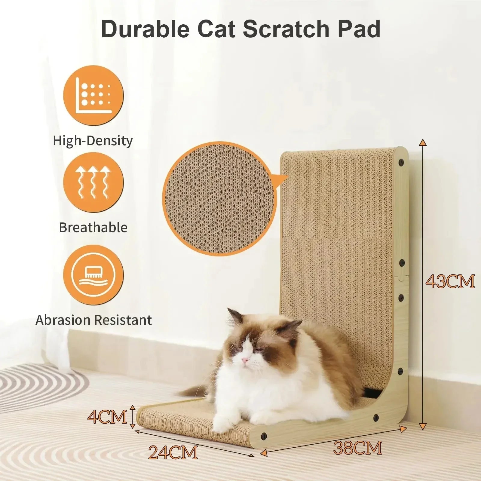 Vertical Cat Scratching Post - Double-Sided Wood Scratcher with Interactive Ball Toy & Furniture Protection
