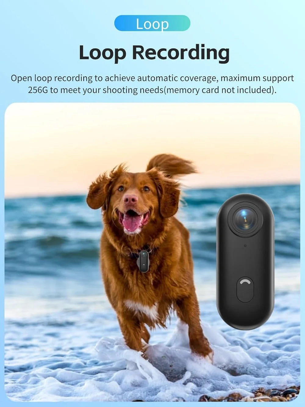 WiFi Pet Collar Camera - 4K Ultra HD Action Camera with Magnetic Mount & App Control