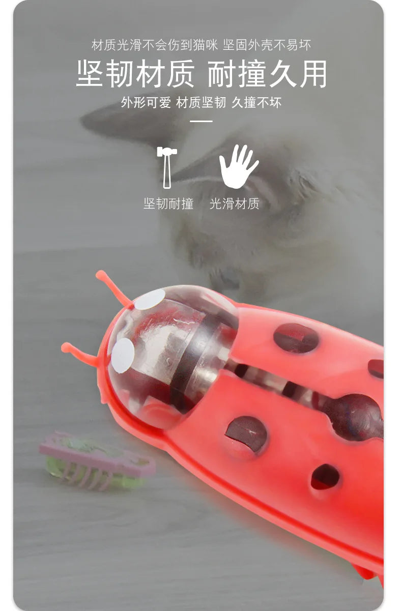 Interactive Electric Bug Cat Toy - Motion-Activated Vibrating Beetle with Obstacle Avoidance