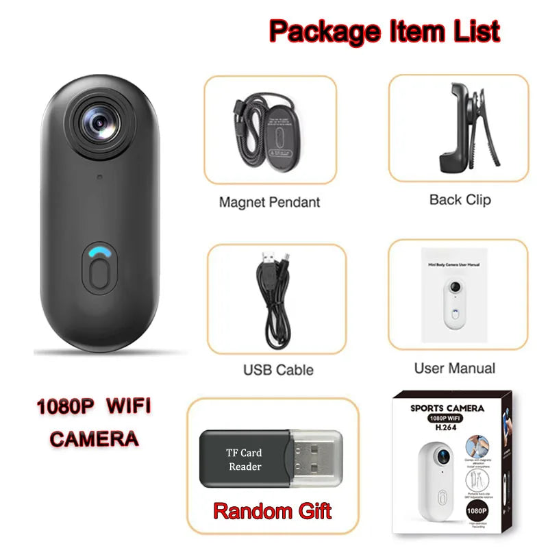 4K Ultra-Compact WiFi Action Camera - Thumb-Sized Wireless Recording Device for Pet Monitoring & Family Adventures