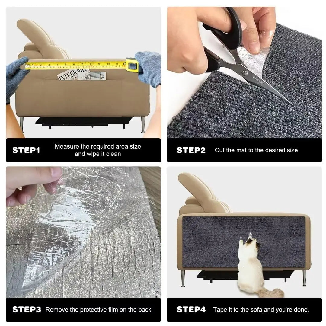 Self-Adhesive Cat Scratch Protection Mat - Furniture Guard for Sofas & Carpets | Trimmable Roll