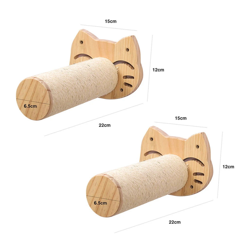 Modular Cat Wall Climbing System - Natural Wood Wall-Mounted Shelves, Steps & Hideaways